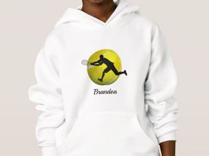 Hot Review! Boys Tennis Planet Ball & Player His Name Kids Hoodie