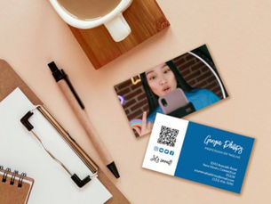 Best Deals! Cobalt Blue QR Code Photo Social Media Icons Business Card