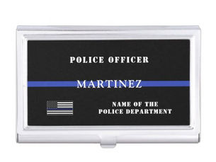 Hot Deals! Custom Thin Blue Line Police Officer US Flag Cop Business Card Case