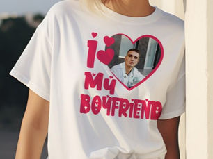 Top 5! I Love My Boyfriend Red Heart Custom Photo T-Shirt
