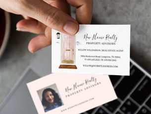 Big Deals! Chic Pink Watercolor Front Door Real Estate Photo Business Card