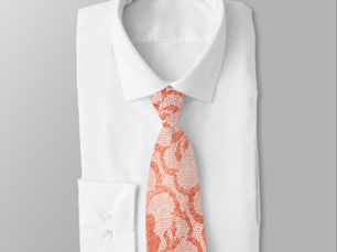 Big Deals! Royal Floral Coral Candy Lace Metallic Glam Tie
