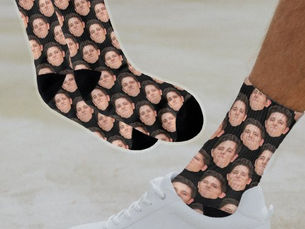 Top 5! Personalized Funny Face Photo Socks in Jet Black