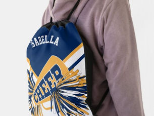 Big Deals! Navy Blue, Gold & White Cheerleader Drawstring Bag