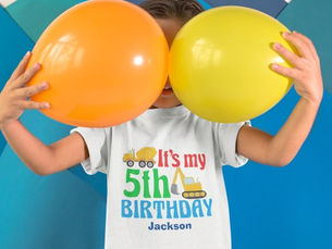 Hot Deals! 5th Birthday Boy Construction Vehicle Party Kids T-Shirt