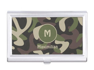 Top 10! Military Camouflage Green Brown Pattern Custom Business Card Case
