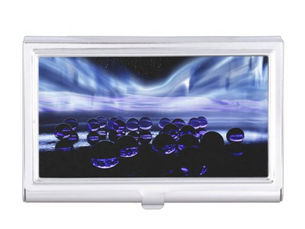 Best Price! Amethyst Purple Aurora Borealis Marble Reflection Business Card Case