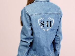 Review Elegant Floral Heart Personalized Monogram Design Denim Jacket