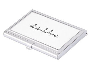 Hot Deals! Stylish Monogram | Modern Minimalist White Script Business Card Case