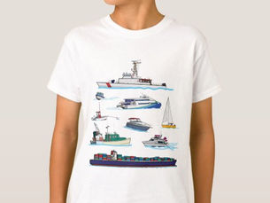 Hot Review! Boat Illustrations T-Shirt