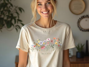 Big Deals! Beautiful Watercolor Wildflower Botanical Garden Tri-Blend Shirt