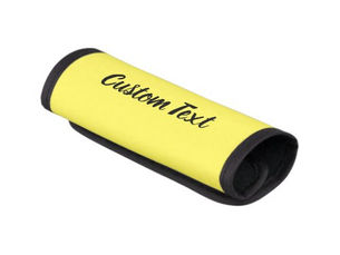 Best Price! Custom Text on Yellow with Black Script Luggage Handle Wrap