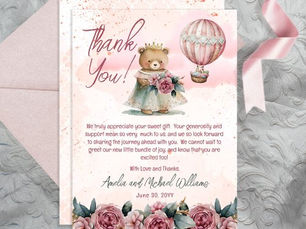 Best Price! Little Princess Bear Girl Baby Shower Thank You Card