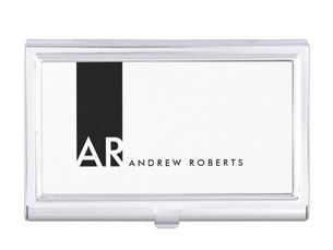 Top 10! Monogram Black Red Clean Business Card Holder