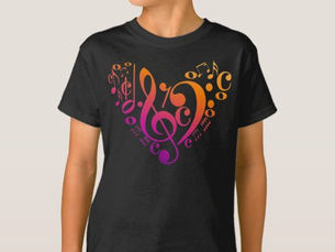 Best Price! Treble Bass Clef Musical Notes Colorful Heart T-Shirt