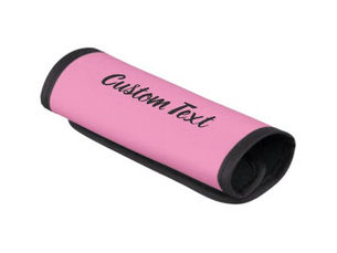 Best Deals! Simple Pink and Black Script Text Template Luggage Handle Wrap
