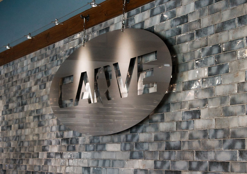 Carve Market feature wall inside the Auburn, Indiana flagship location