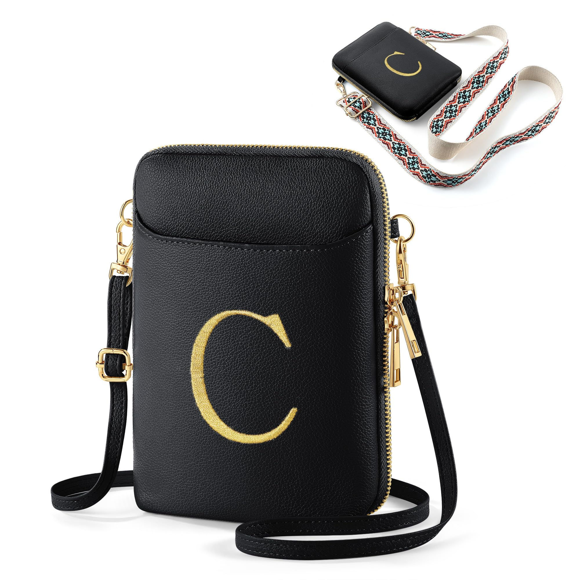 Personalized Initial Crossbody Phone Bag for Women