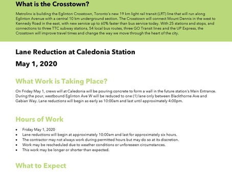Caledonia Station Lane Reduction