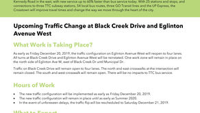 Traffic Change at Black Creek Drive & Eglinton Ave W
