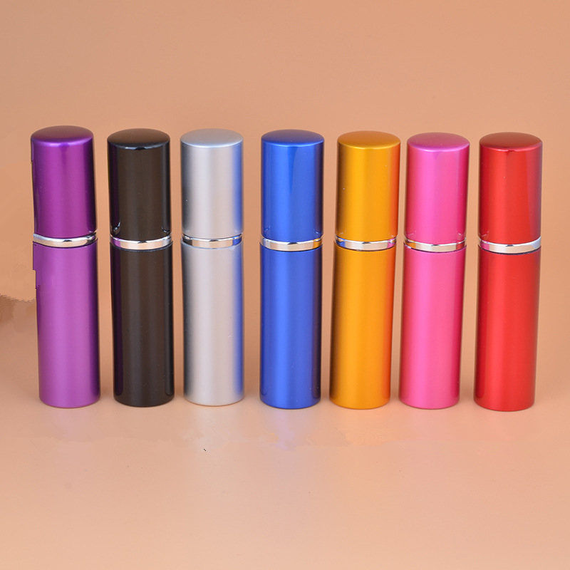 Thumbnail: 100pcs/Lot Hot Pump Empty Perfume Bottle 5ml Aluminum Glass Anodized Compact Par