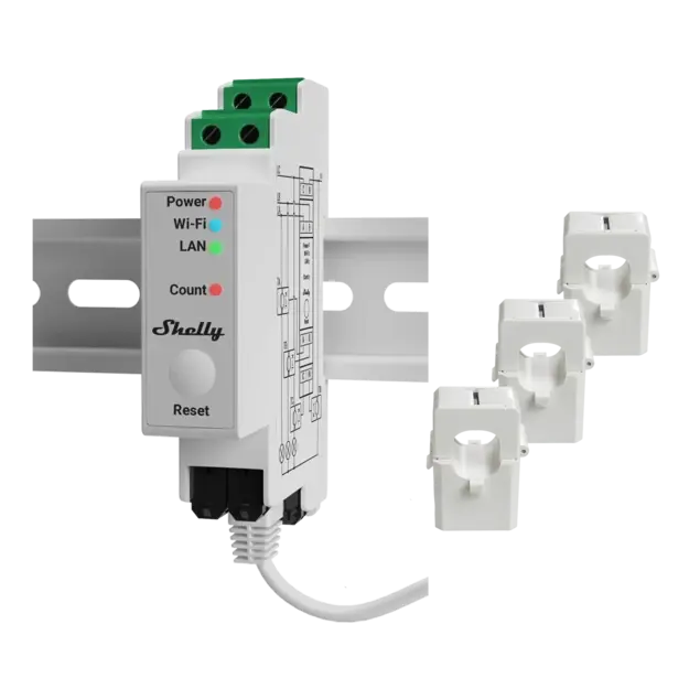 Shelly Pro 3EM relé 3 csatornával és teljesítménymérési funkcióval (WiFi)