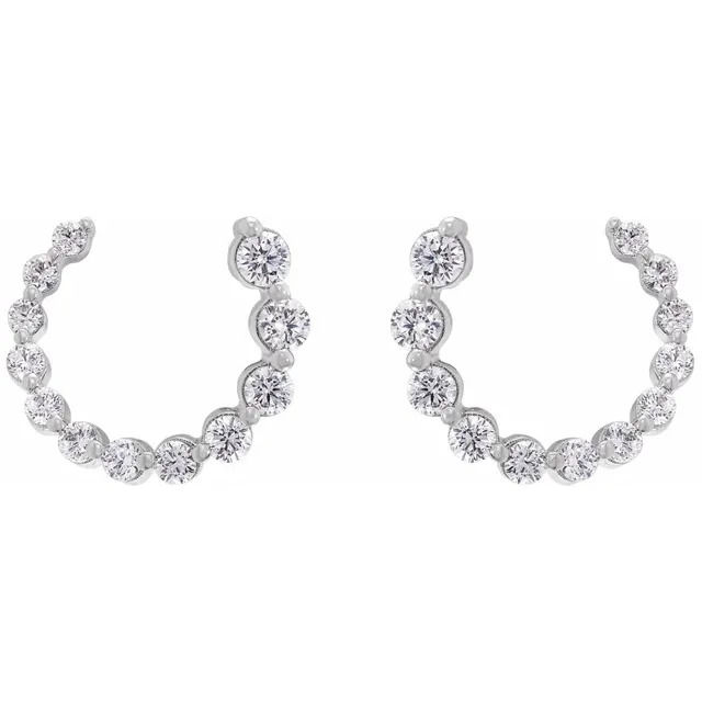 Thumbnail: 14K Gold Front-Back Diamond Hoop Earrings, Lab-Grown