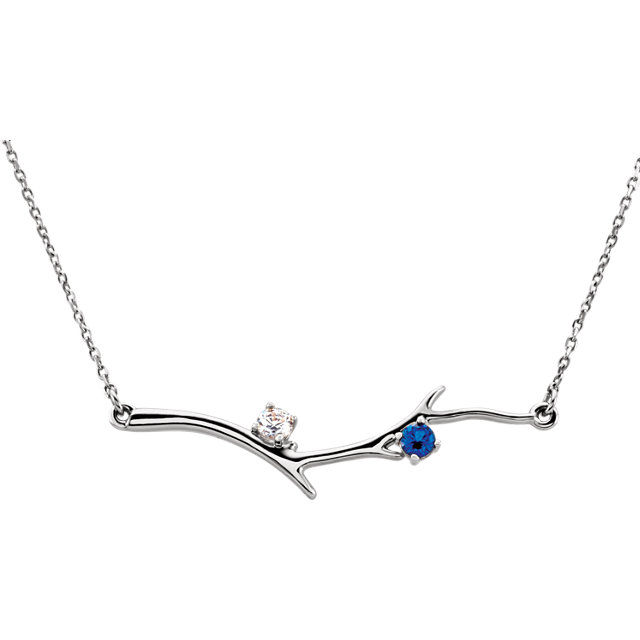 Thumbnail: 14K Gold Family Branch Birthstone Necklace