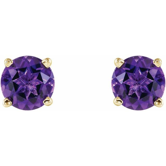 Thumbnail: 14K Gold Amethyst Stud Earrings