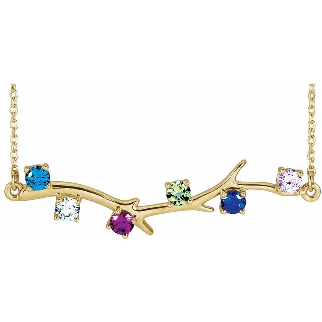 Thumbnail: 14K Gold Family Branch Birthstone Necklace