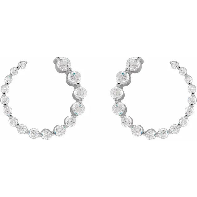Thumbnail: 14K Gold Front-Back Diamond Hoop Earrings, Lab-Grown