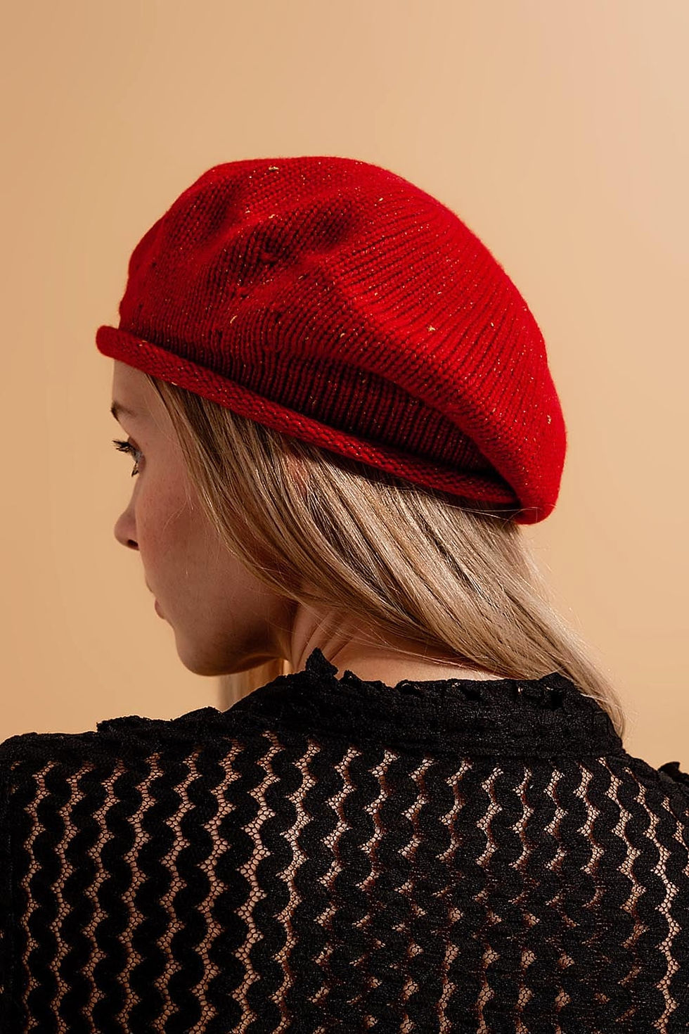 Rear View of Beret on Model