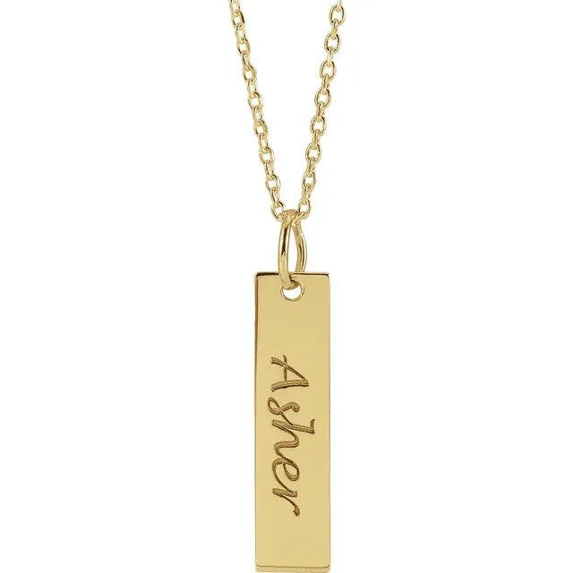 Thumbnail: 14K Gold Flat Bar Charm/Pendant, Engravable