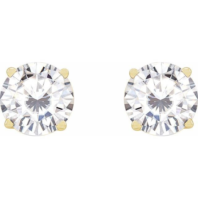 Thumbnail: 6.5 mm Moissanite Stud Earrings Top View