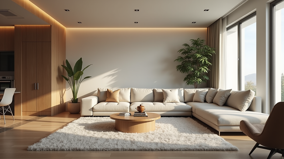 Eye-level view of a spacious living room in a family vacation rental