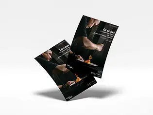 Free Floating Curved A4 Flyer Mockup.webp