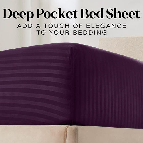 الصورة المصغرة: Snooze Striped Fitted Bed Sheet set - سنوز طقم ملاية باستيك سترايبد