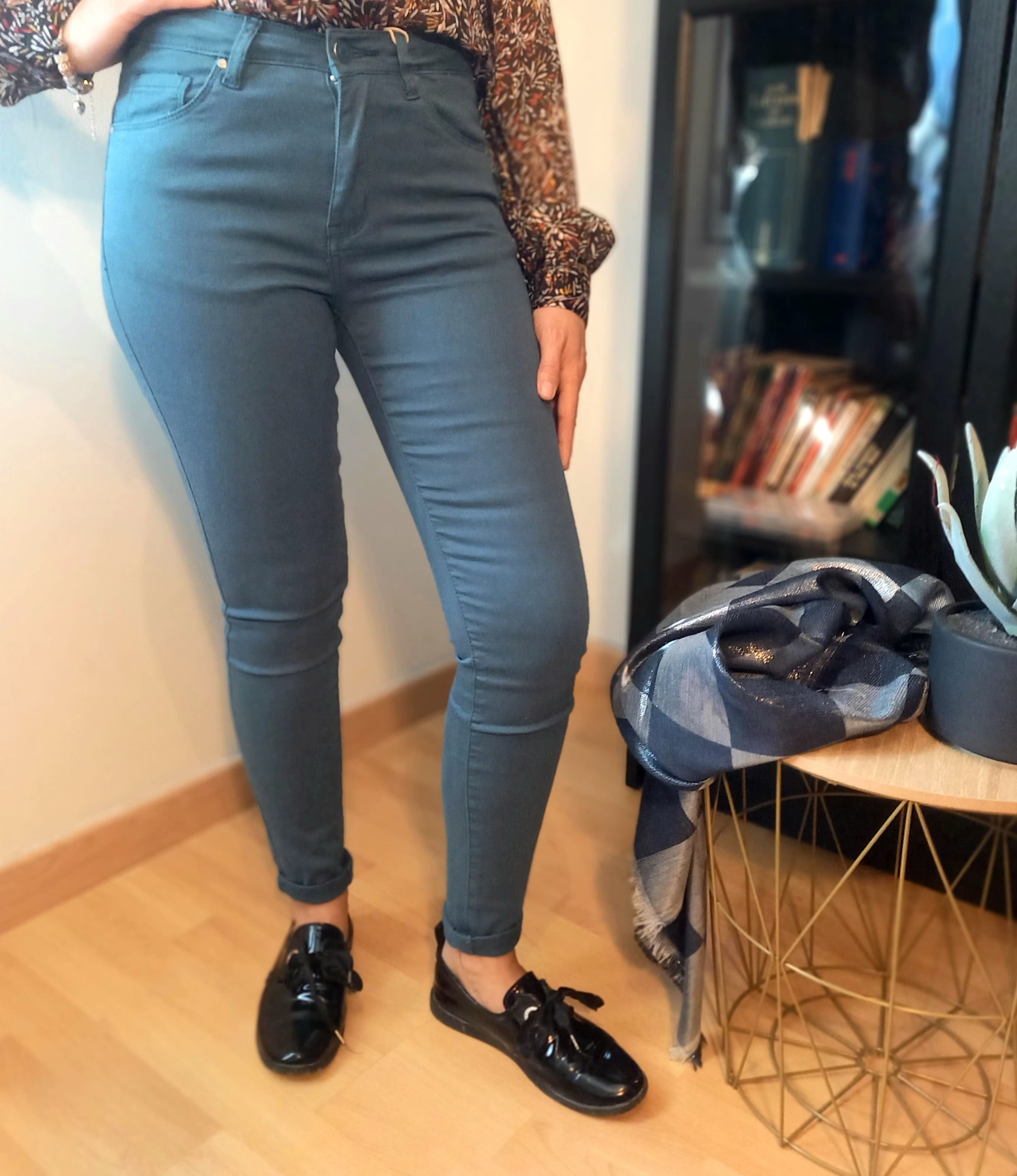 Jean skinny bleu canard