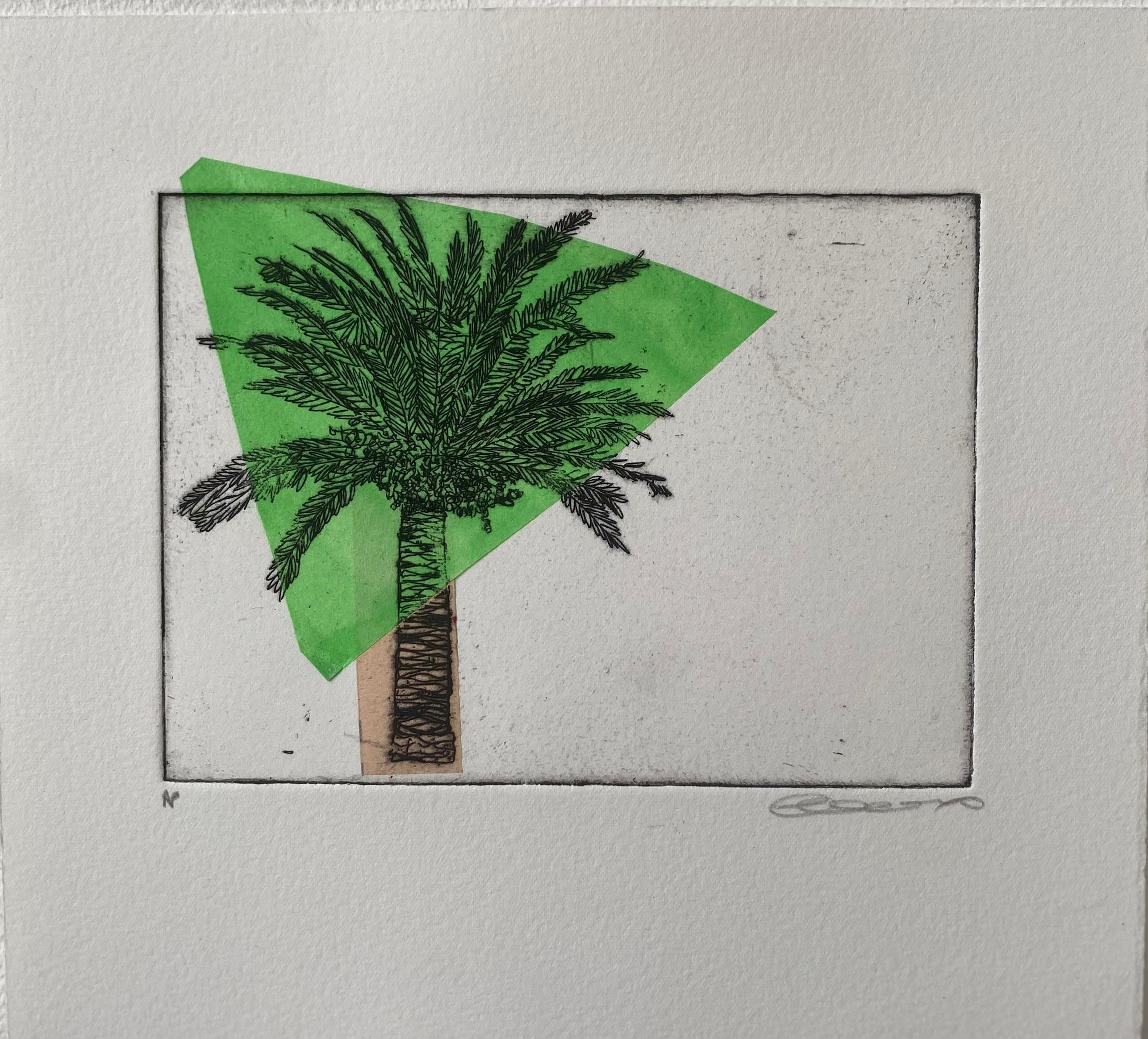 Palm with Green Triangle and Pink Trunk