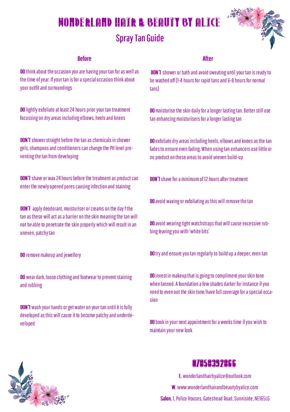 SPRAY TAN GUIDE DO' & DONT's
