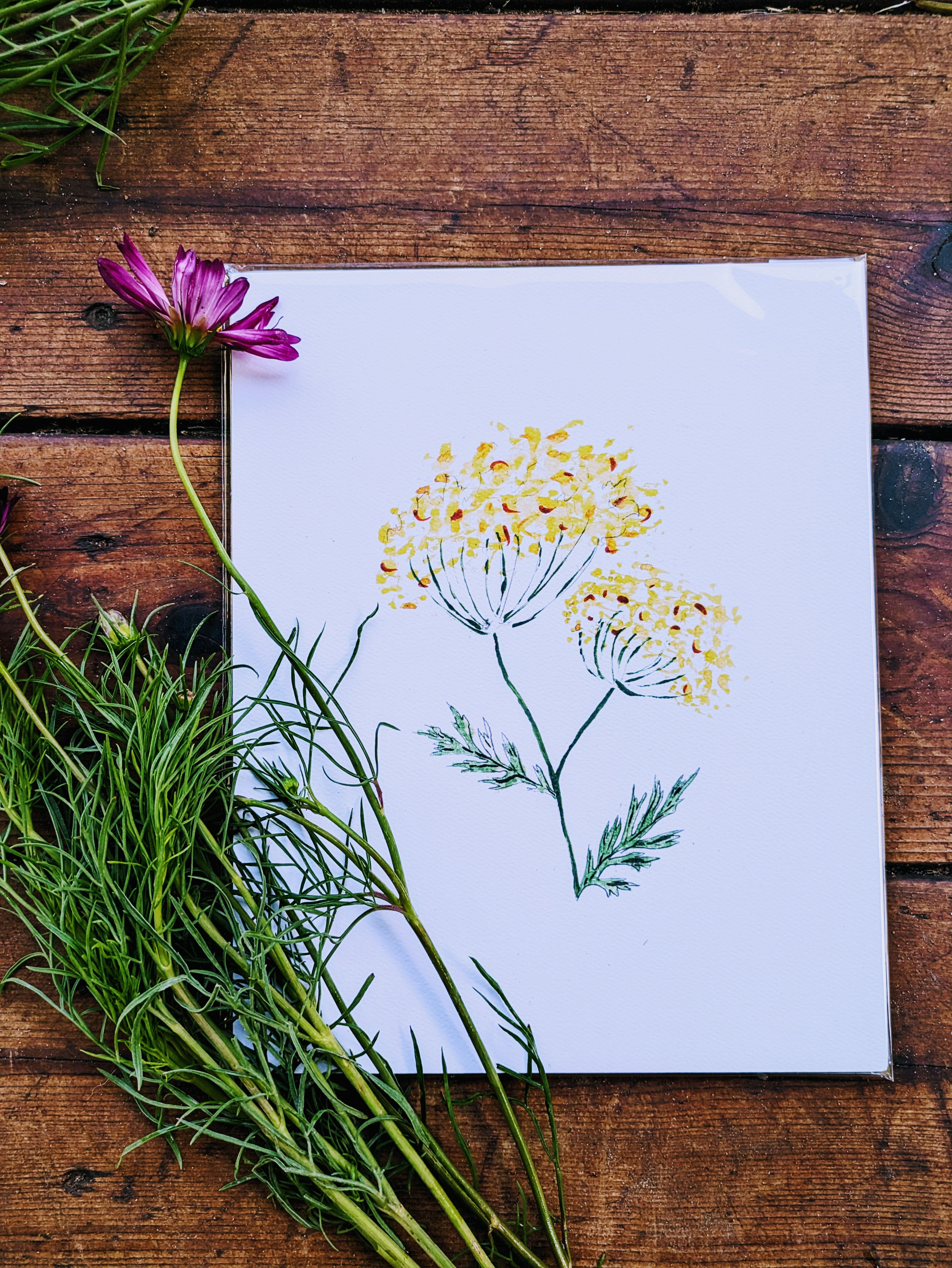 "Golden Whispers: A Hand-Painted Watercolor by the Farmer".