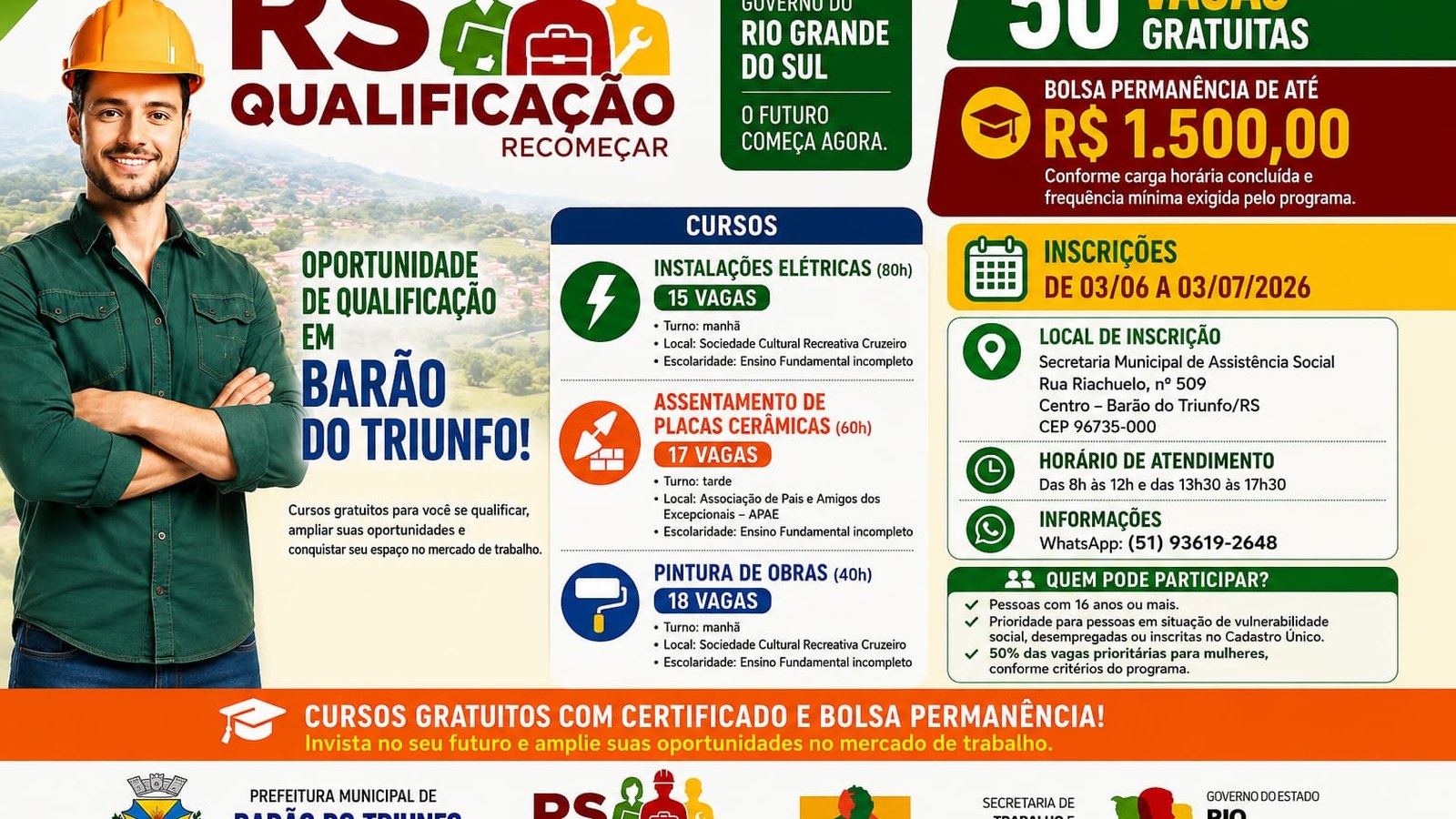 Sala de aula de curso profissionalizante com cadernos e computadores, sem rostos identificáveis — Barão do Triunfo