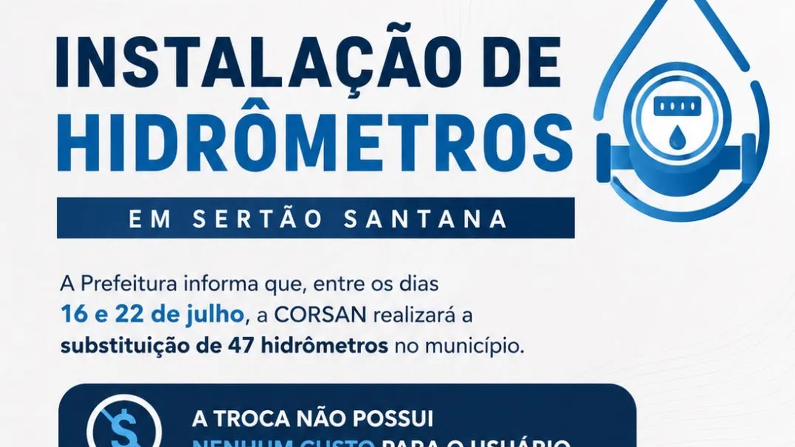 Equipe da CORSAN substitui hidrômetro em residência de Sertão Santana