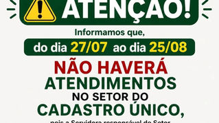 Cadastro Único: atendimento suspenso em Sertão Santana até 25/08