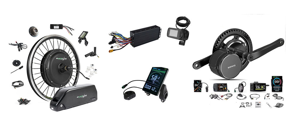 ebike convercion kit ebike kit.jpg: Electric bicycle conversion kit parts and electrical components