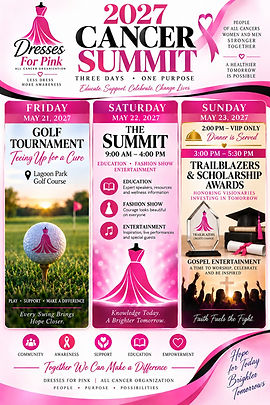 2027 Cancer Summit, May 21–23: golf tournament, education, fashion show, entertainment, Trailblazer and Scholarship Awards.