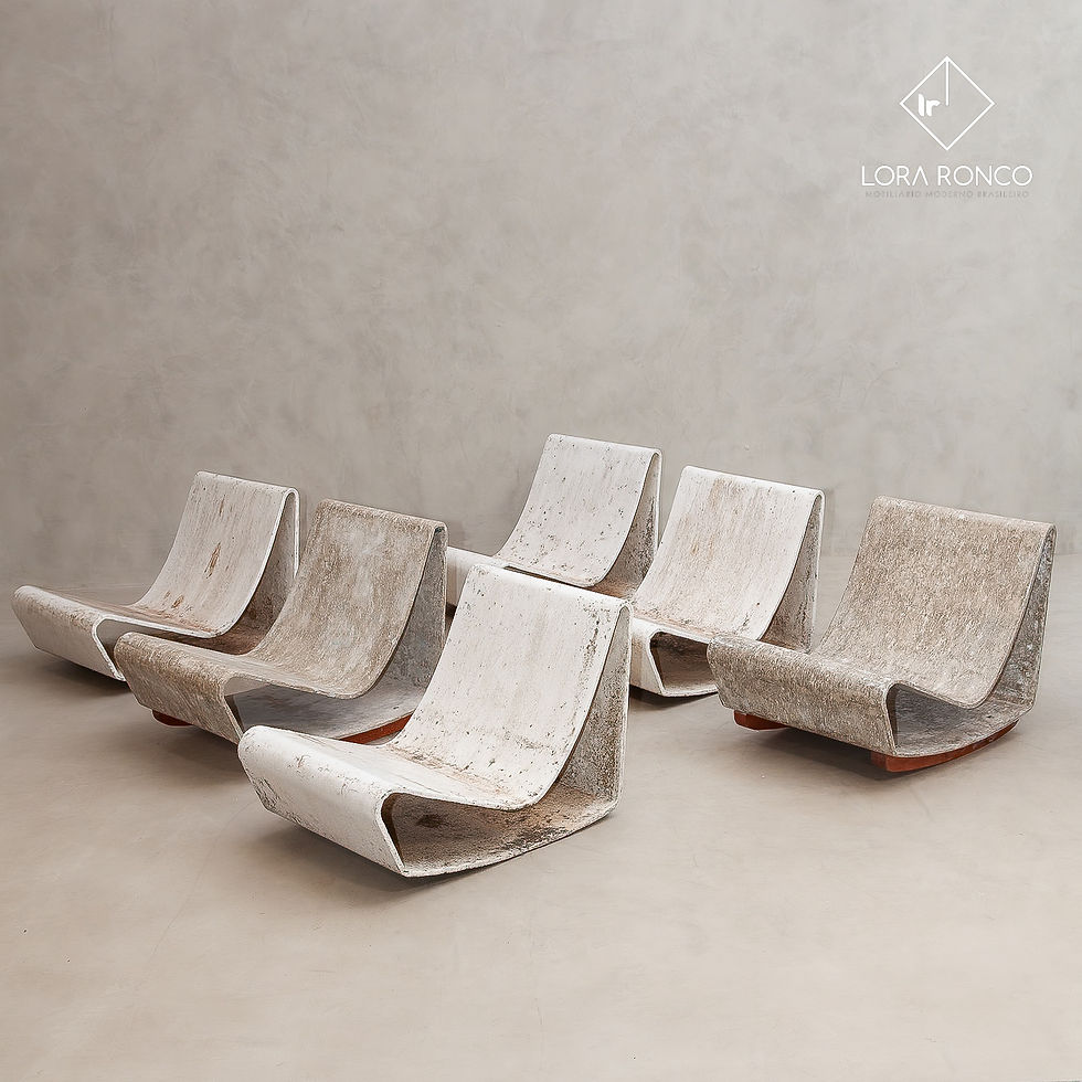 Poltrona cadeira jardim piscina vintage design moderno anos 60 70 fibrocimento modelo Loop Chair designer Willy Guhl Eternit