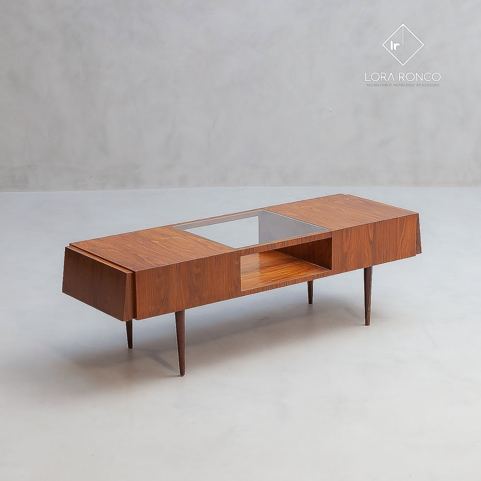 Thumbnail: Mesa de centro linhas retas para design de interiores vintage, minimalista, modernistas, anos 50, 60 madeira maciça, designer