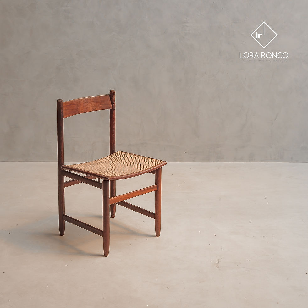 Miniatura: Cadeira de jantar design moderno brasileiro anos 60, 50, 70 assinadas, originais de época madeira maciça e palhinha indiana