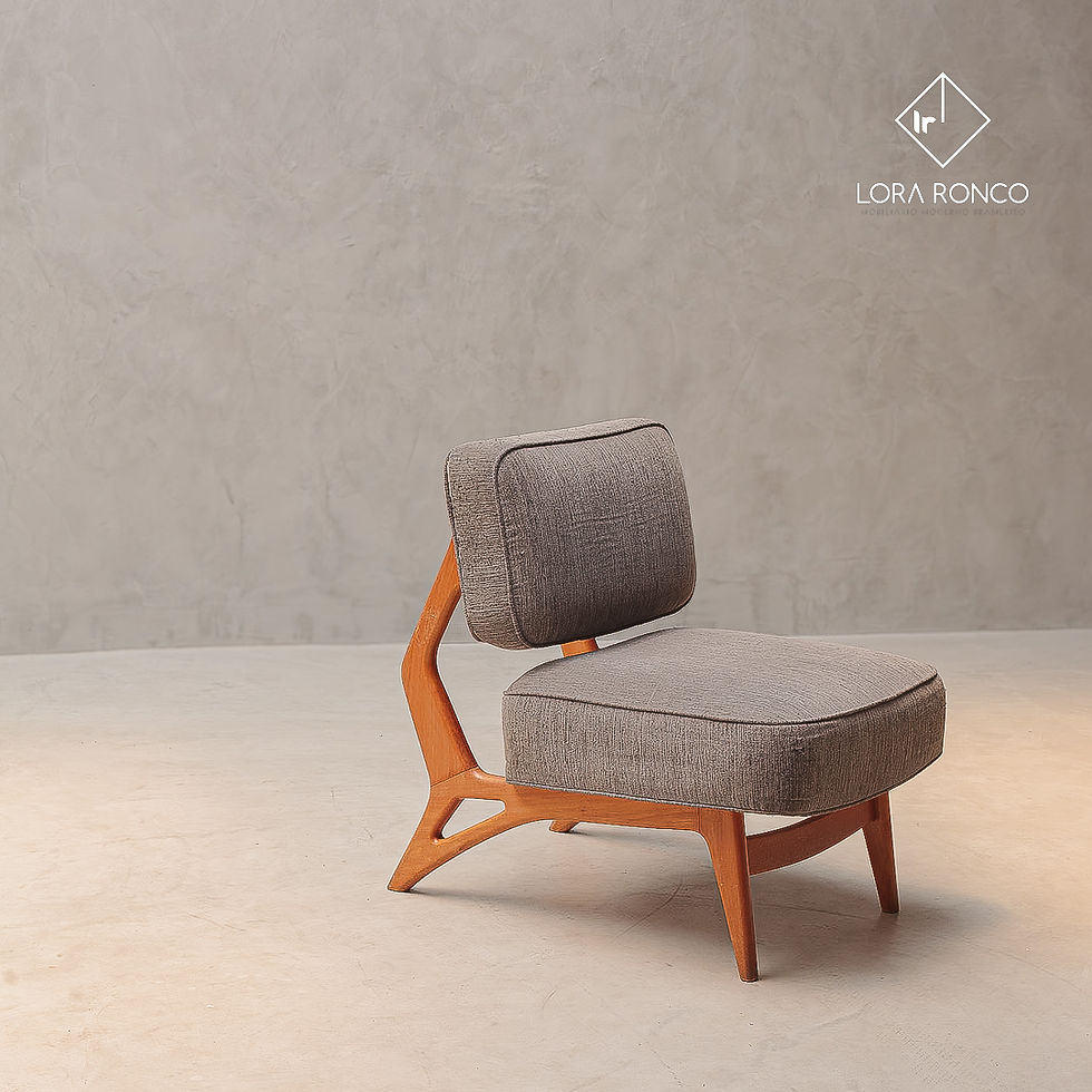 Miniatura: Poltrona de design moderno brasileiro, original de época anos 50, 60, madeira maciça pau marfim, assinada Móveis Cimo vintage